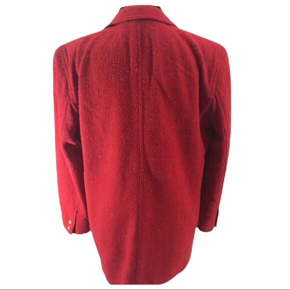 LIZ CLAIBORNE🎄VINTAGE 80s Red Long Blazer multicolor flecks and Shoulder Pads 10 - Picture 5 of 15
